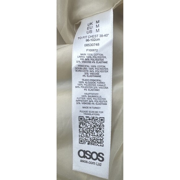 ASOS Men's TAN Beige Full Zip Oversized Flight Bomber Jacket Pockets Sz M - Picture 5 of 8